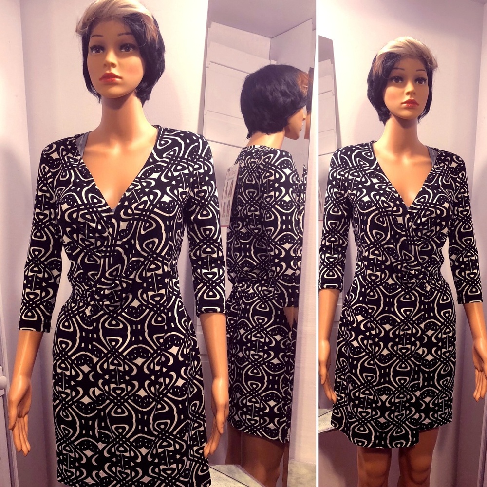 Big Sale! Ark & Co. Black & White Wrap Dress